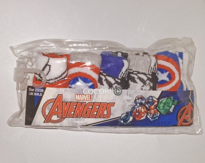 Lot De 23 packs de chaussettes X5 Marvel Avengers du 23 au 34